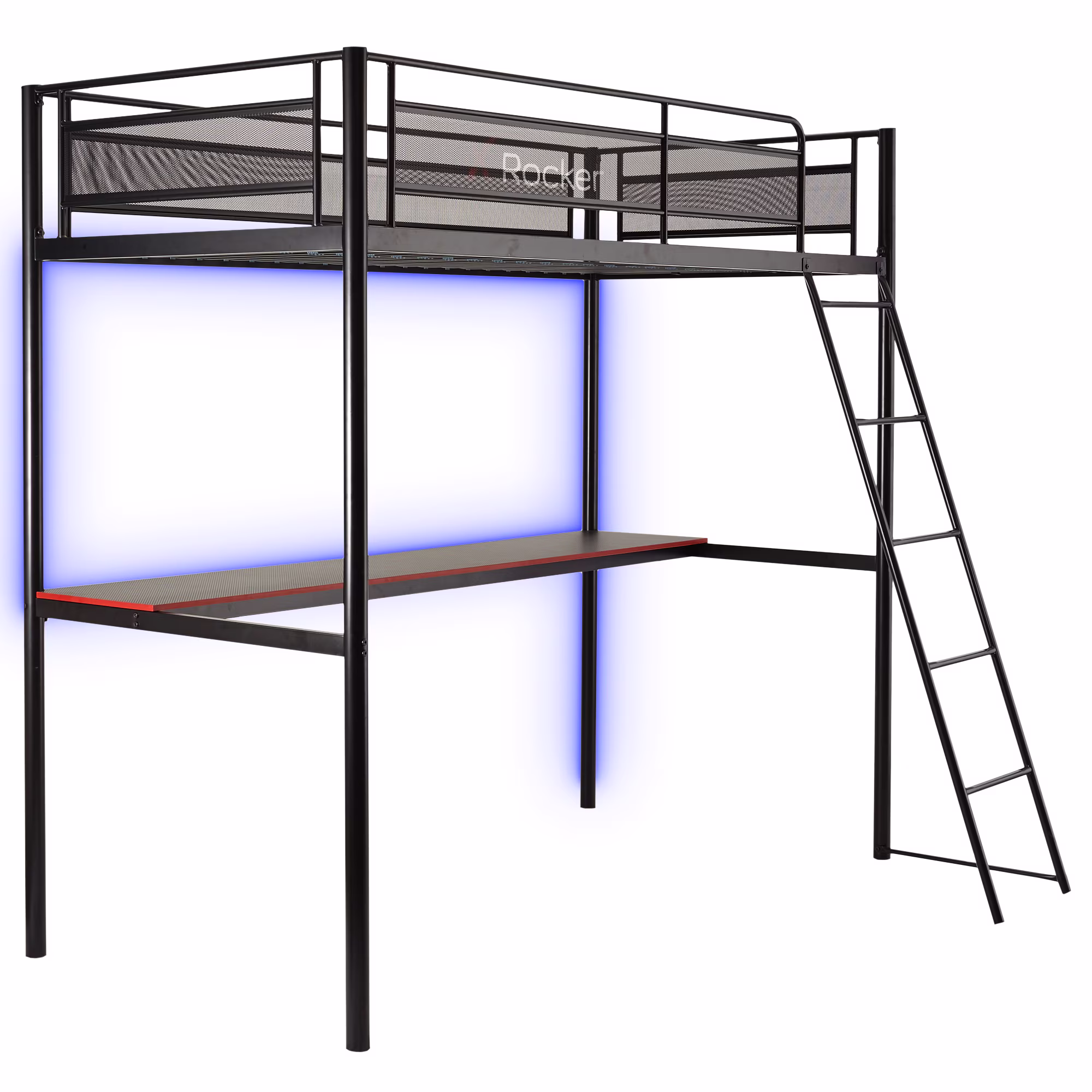 X Rocker HQ Gaming Bunk Bed with LED Lighting, Black, Twin