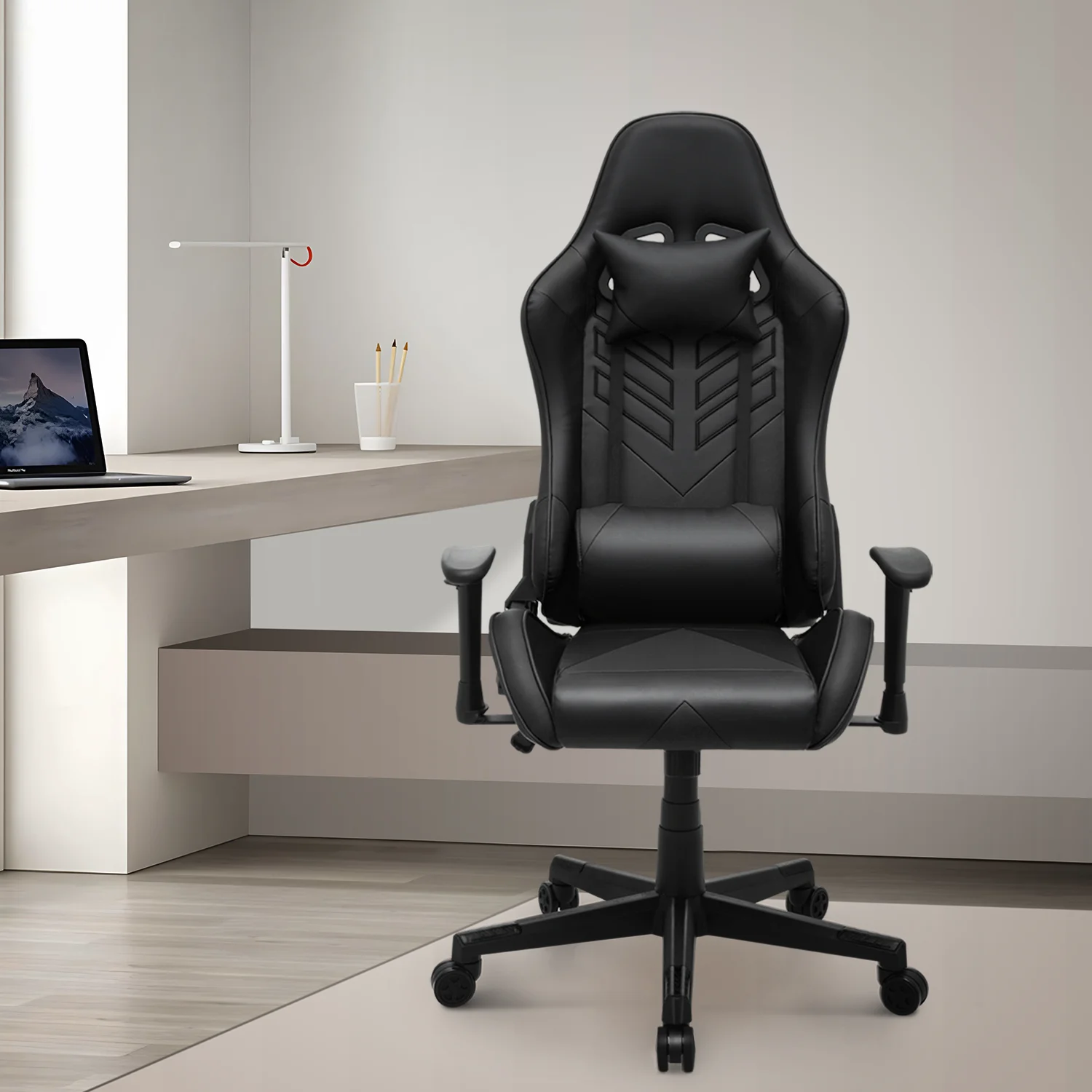 Magshion Ergonomic Gaming Chair, Comfortable Gaming Chair, Computer Chair Leather Desk Chair Adjustable Swivel Gaming Office Chair, Blue