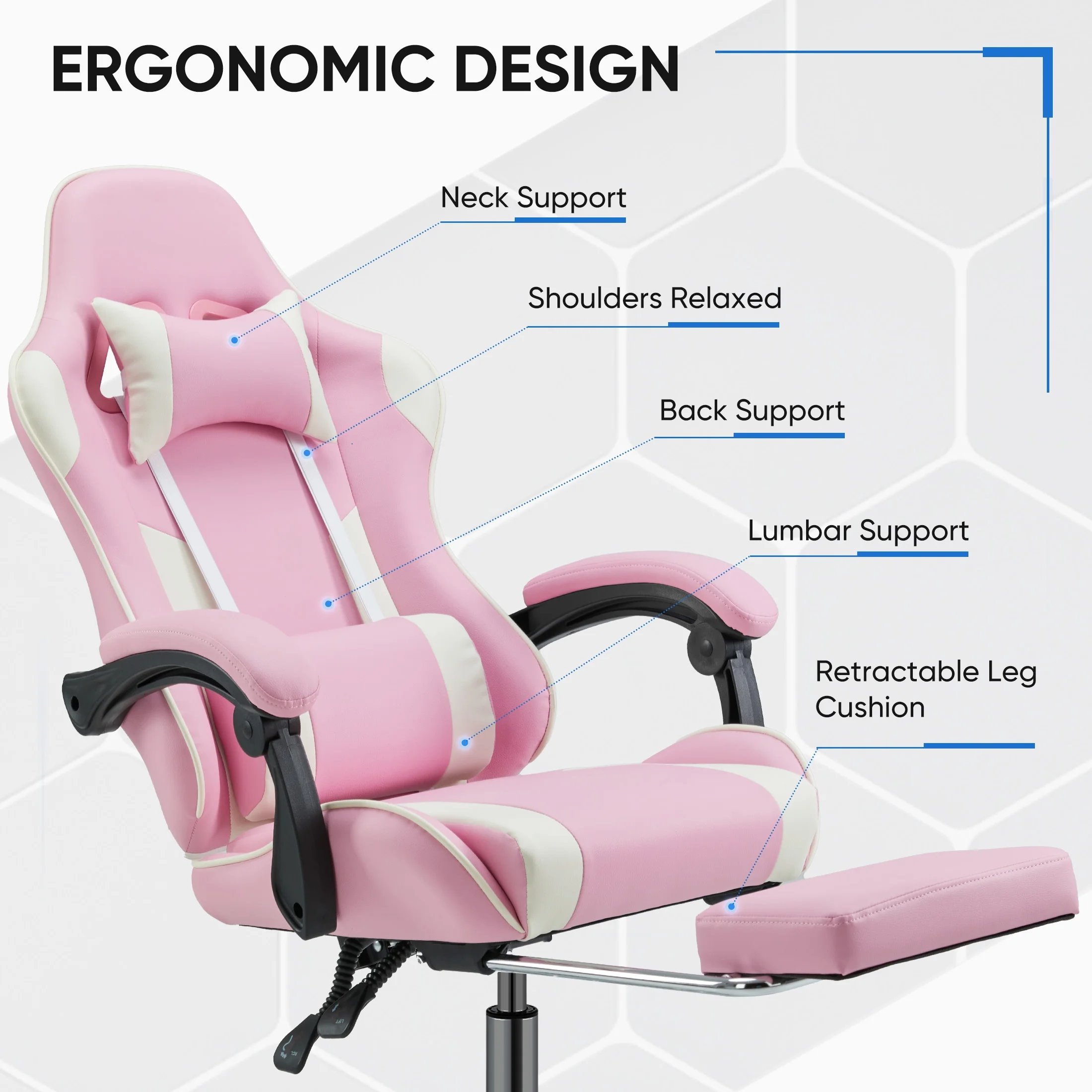 EDX Ergonomic Gaming Chair High Back Office Chair with Lumbar Support and Adjustable Armrests Swivel Racing Chair, Black and Gray