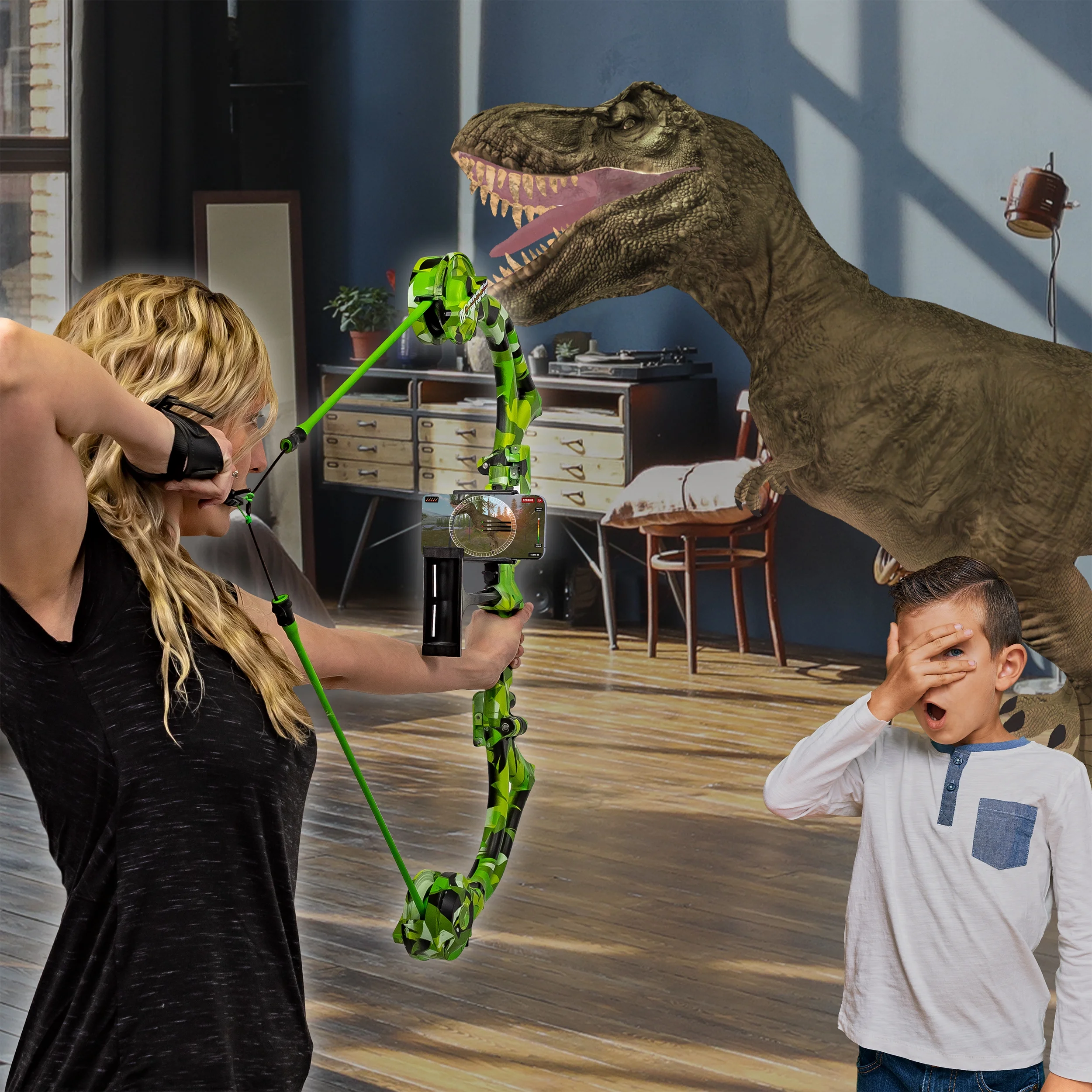 AccuBow 2.0 Carbon Fiber Virtual Archery Gaming & Shooting, 10�C70lbs Adjustable Resistance, Real Bowstring & D-Loop, Phone Mount Included, Ambidextrous, Foldable Design